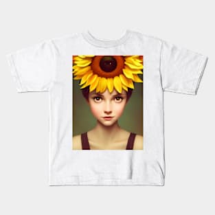 Sunflowers In Her Hair Kids T-Shirt